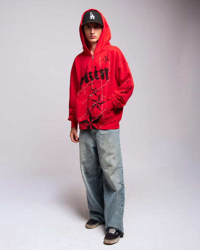 Men's Hoodie Zip | LOCK DOWN - Red