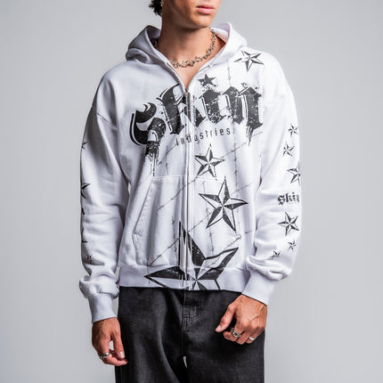 Men's Hoodie Zip | LOCK DOWN - White