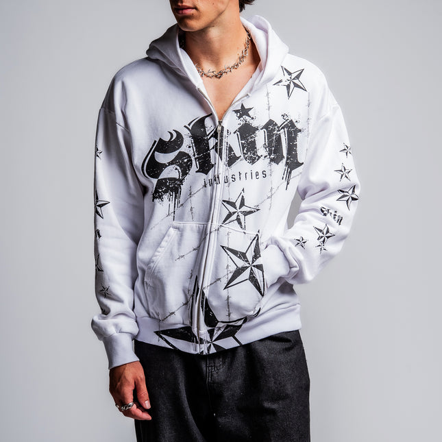Men's Hoodie Zip | LOCK DOWN - White