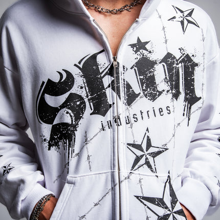 Men's Hoodie Zip | LOCK DOWN - White