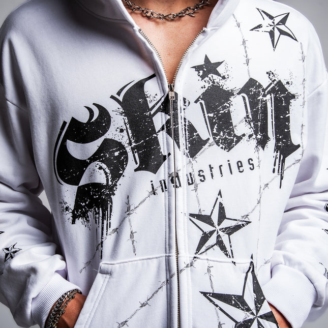 Men's Hoodie Zip | LOCK DOWN - White