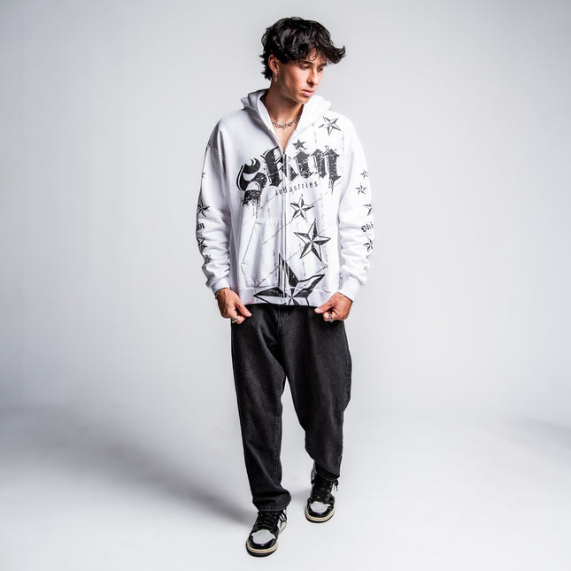 Men's Hoodie Zip | LOCK DOWN - White