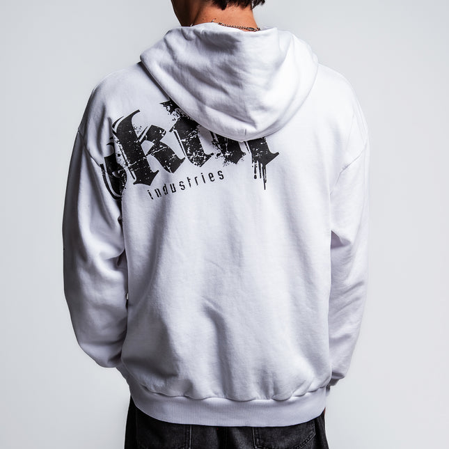 Men's Hoodie Zip | LOCK DOWN - White