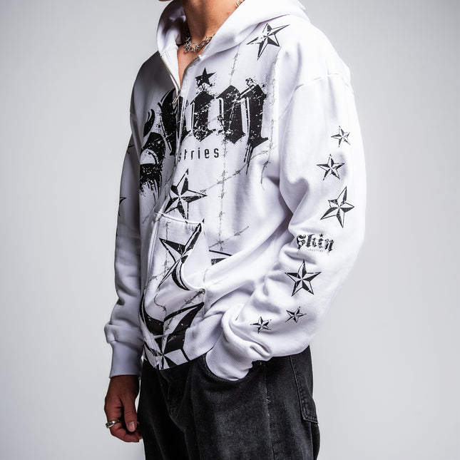 Men's Hoodie Zip | LOCK DOWN - White