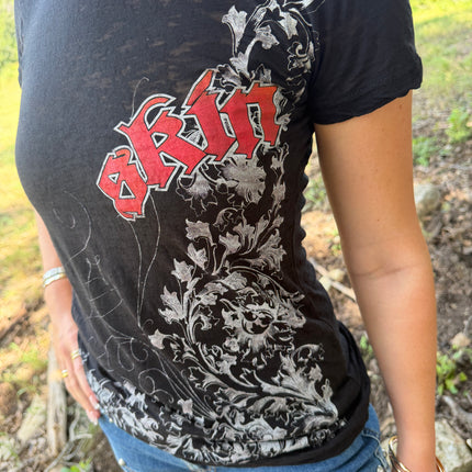 Women’s S/S Fitted Tee (Burnout) | ASHBY - Black