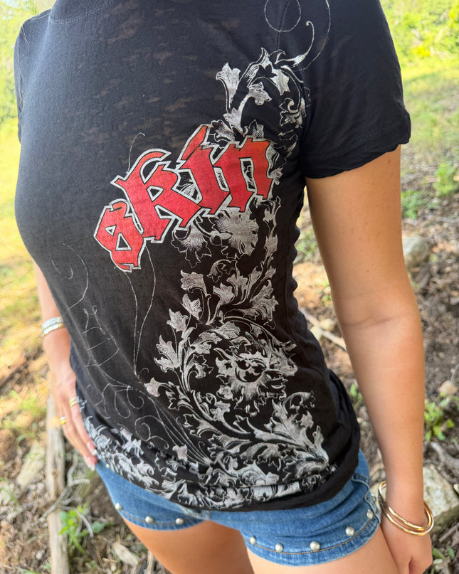 Women’s S/S Fitted Tee (Burnout) | ASHBY - Black