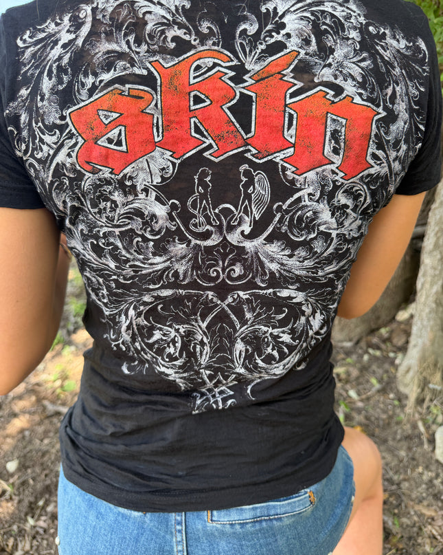 Women’s S/S Fitted Tee (Burnout) | ASHBY - Black