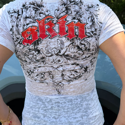 ASHBY | White (Fitted Tee Burnout)