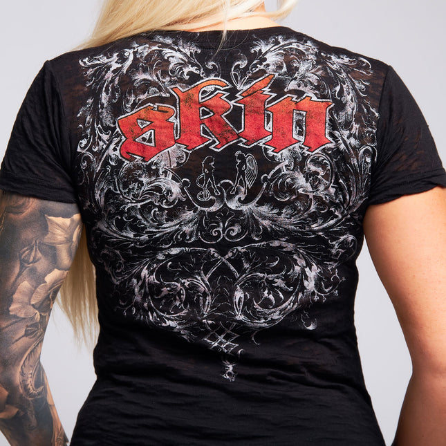 Women’s S/S Burnout Baby Doll | ASHBY - Black
