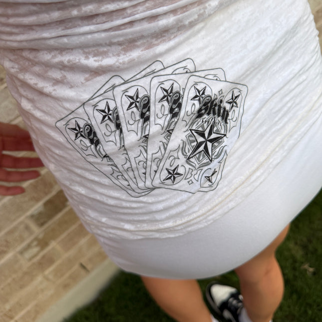 Women’s S/S Burnout Baby Doll | CARDPLAY - White