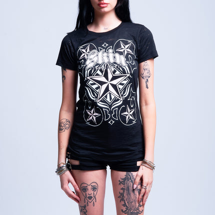 Women’s S/S Burnout Baby Doll | CARDPLAY - Black