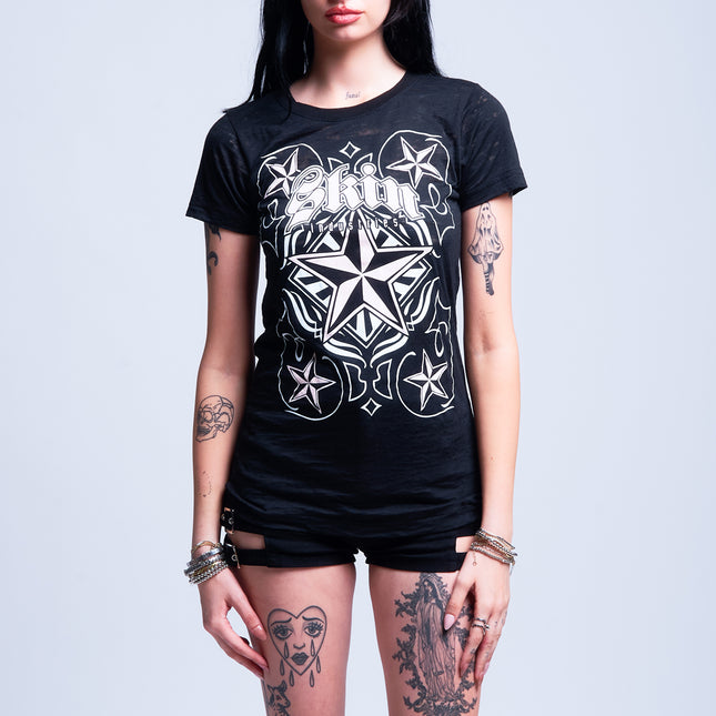 Women’s S/S Burnout Baby Doll | CARDPLAY - Black
