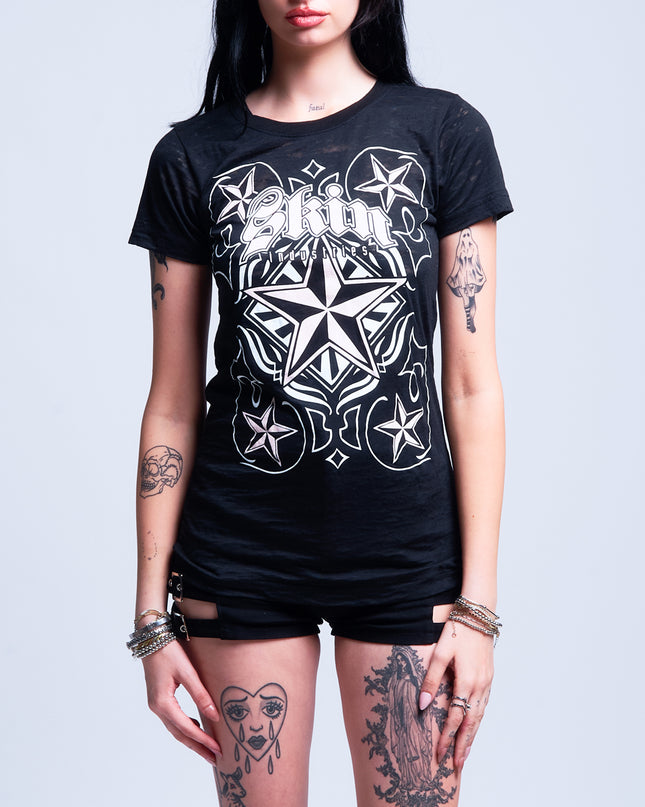 Women’s S/S Fitted Tee (Burnout) | CARDPLAY - Black