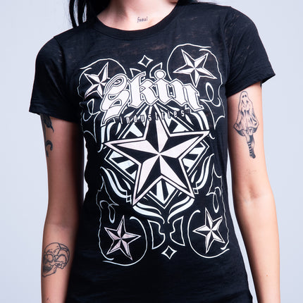Women’s S/S Burnout Baby Doll | CARDPLAY - Black