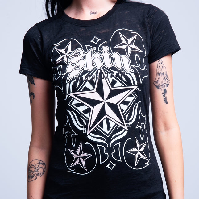 Women’s S/S Burnout Baby Doll | CARDPLAY - Black