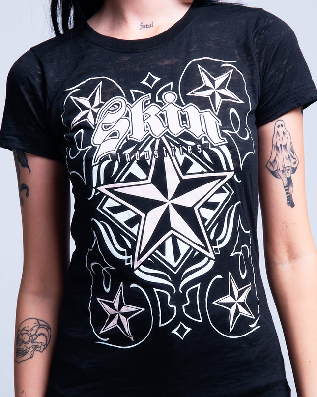 Women’s S/S Fitted Tee (Burnout) | CARDPLAY - Black