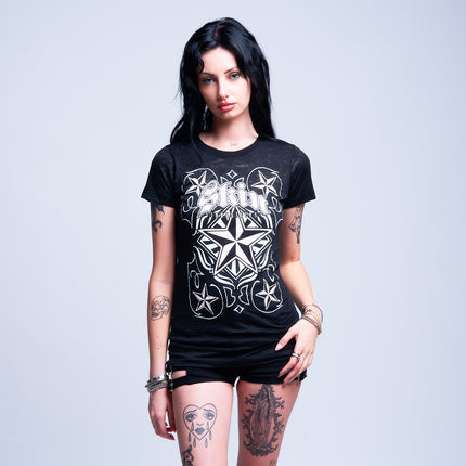 Women’s S/S Burnout Baby Doll | CARDPLAY - Black