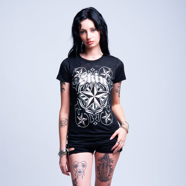 Women’s S/S Burnout Baby Doll | CARDPLAY - Black