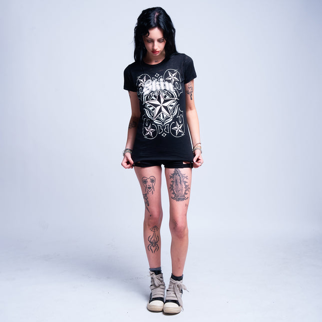 Women’s S/S Burnout Baby Doll | CARDPLAY - Black
