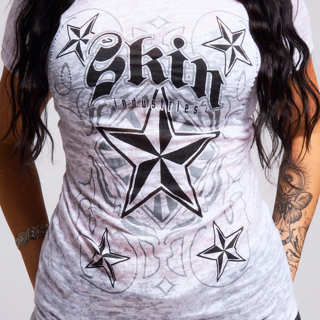 Women’s S/S Burnout Baby Doll | CARDPLAY - White