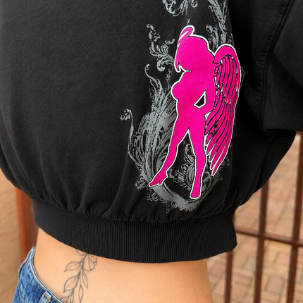 CASCADE - Black (Crop Hoodie)