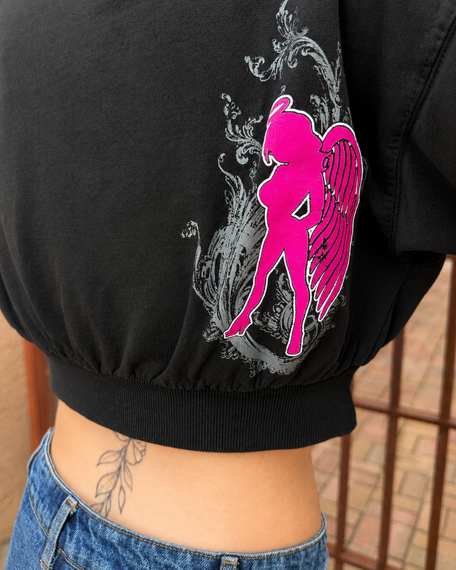 CASCADE - Black (Crop Hoodie)