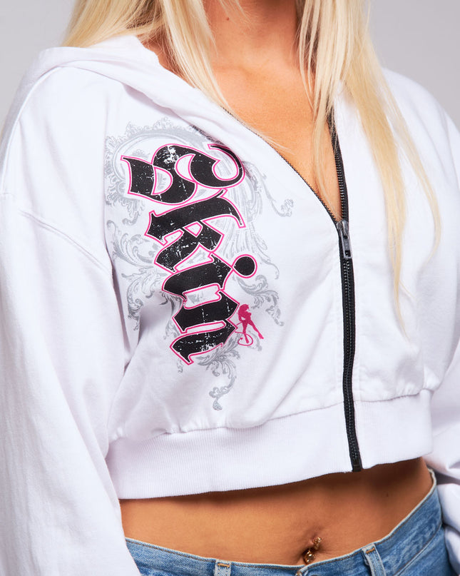 Women's Zip Crop Hoodie | CASCADE - White