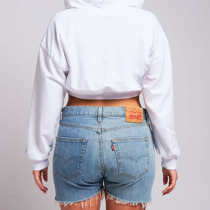 Womens Crop Zip Hoodie | CASCADE - White