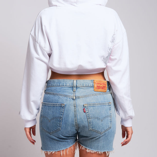 Womens Crop Zip Hoodie | CASCADE - White