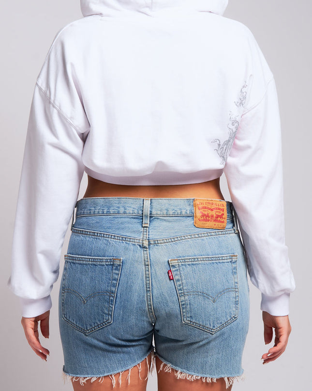 Women's Zip Crop Hoodie | CASCADE - White