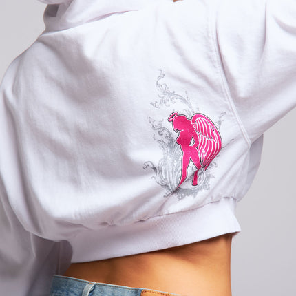 Womens Crop Zip Hoodie | CASCADE - White