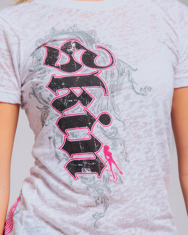 Women’s S/S Fitted Tee (Burnout) | CASCADE - White