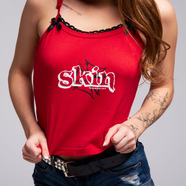Womens Lace Bow Tank | DERRY BERRY - Red