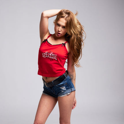 Womens Lace Bow Tank | DERRY BERRY - Red