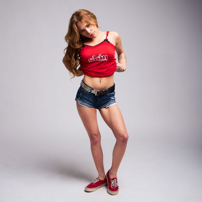 Womens Lace Bow Tank | DERRY BERRY - Red