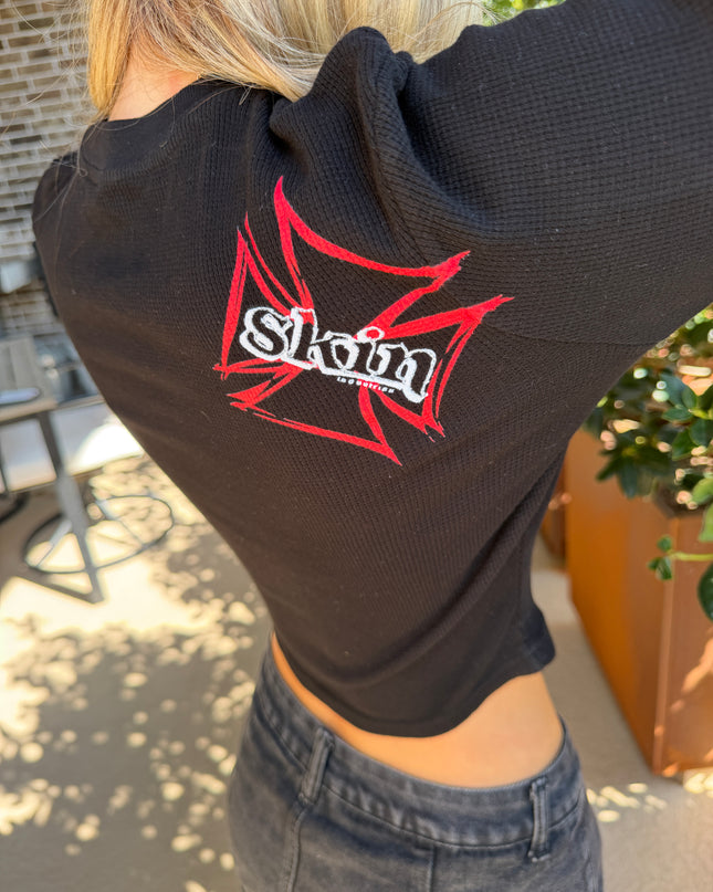 Women’s L/S Crop Thermal Tee | DERRY BERRY - Black