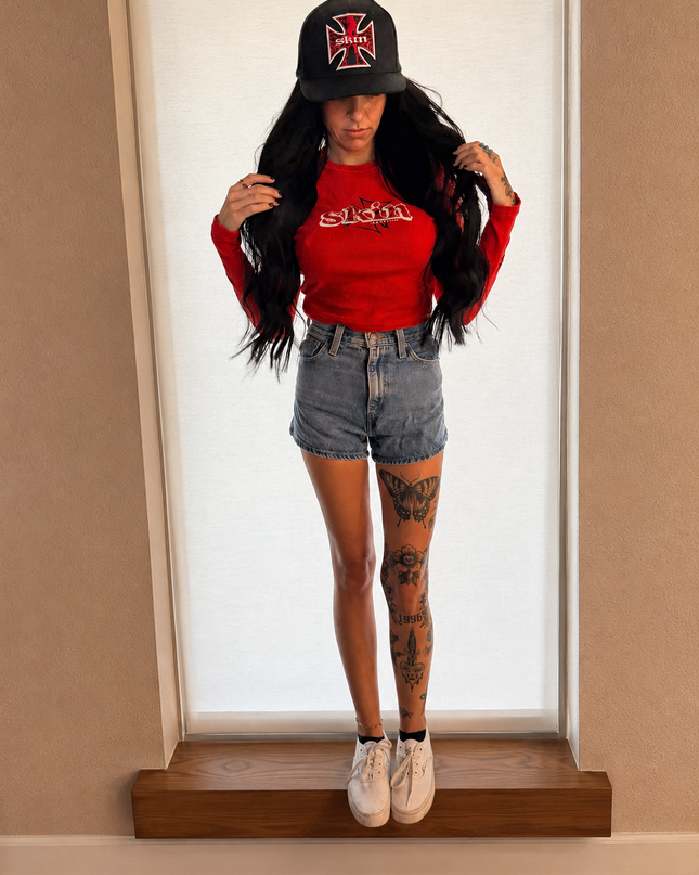 Women’s L/S Crop Thermal Tee | DERRY BERRY - Red