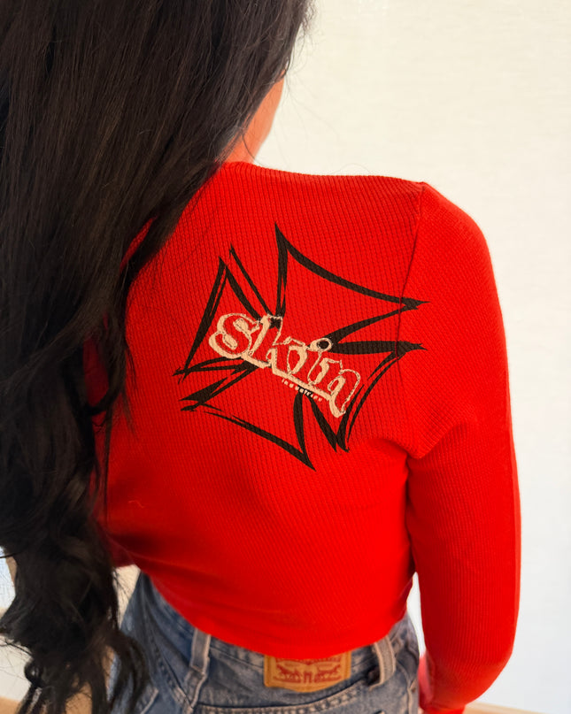 Women’s L/S Crop Thermal Tee | DERRY BERRY - Red