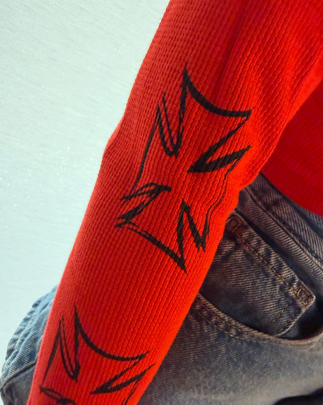 Women’s L/S Crop Thermal Tee | DERRY BERRY - Red