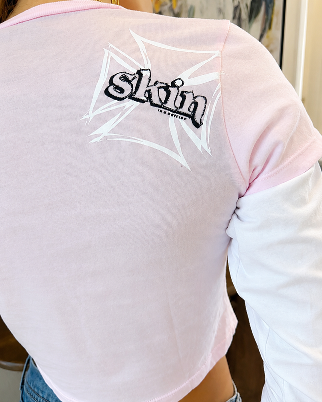 Women’s 2Fer Crop Tee | DERRY BERRY - Pink
