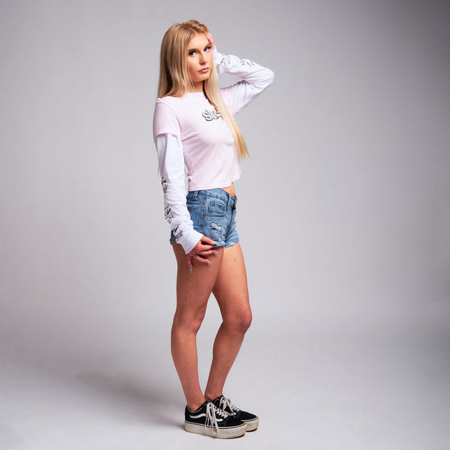 Women’s 2Fer Crop Tee | DERRY BERRY - Pink
