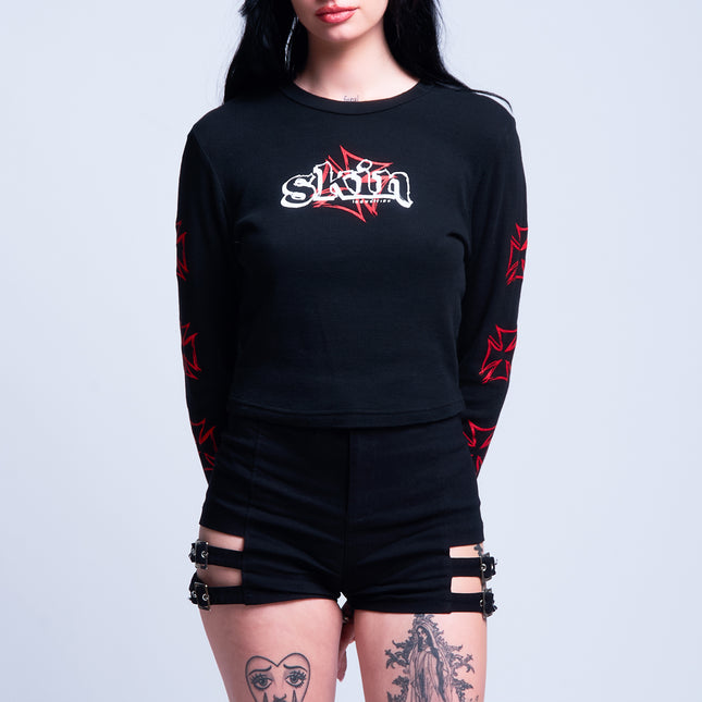 Women’s L/S Crop Thermal Tee | DERRY BERRY - Red