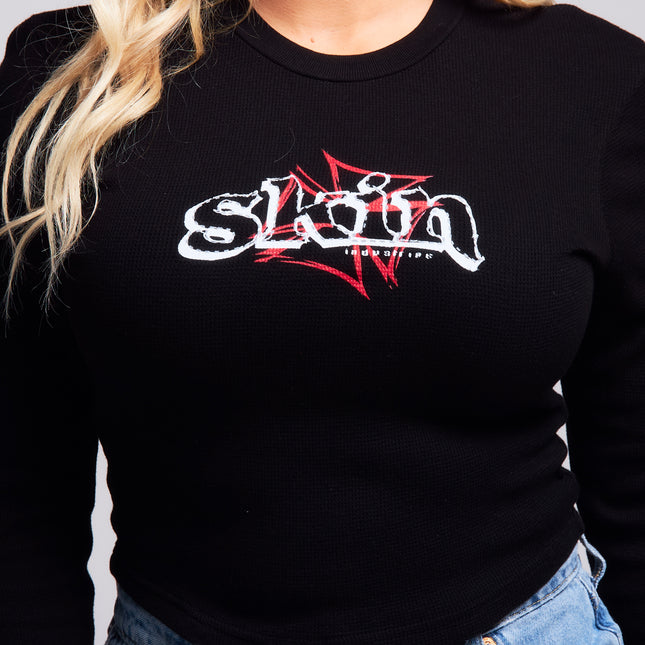 Women’s L/S Crop Thermal Tee | DERRY BERRY - Black