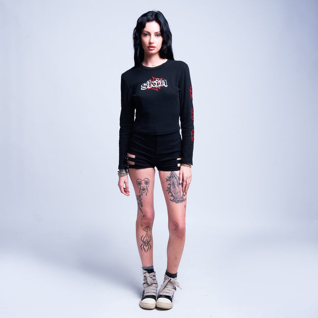 Women’s L/S Crop Thermal Tee | DERRY BERRY - Black