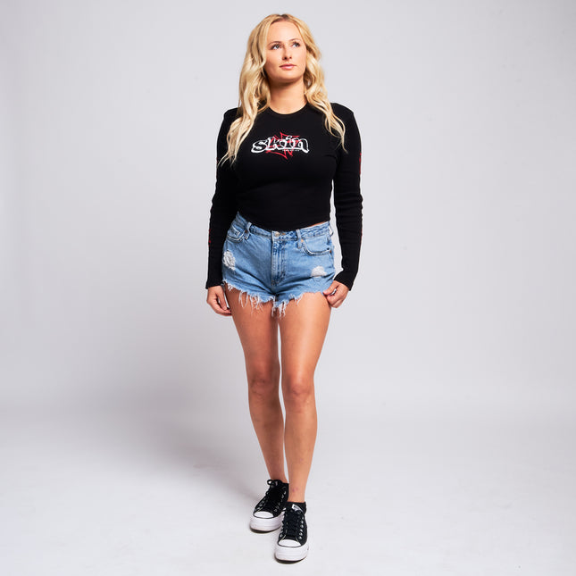 Women’s L/S Crop Thermal Tee | DERRY BERRY - Black