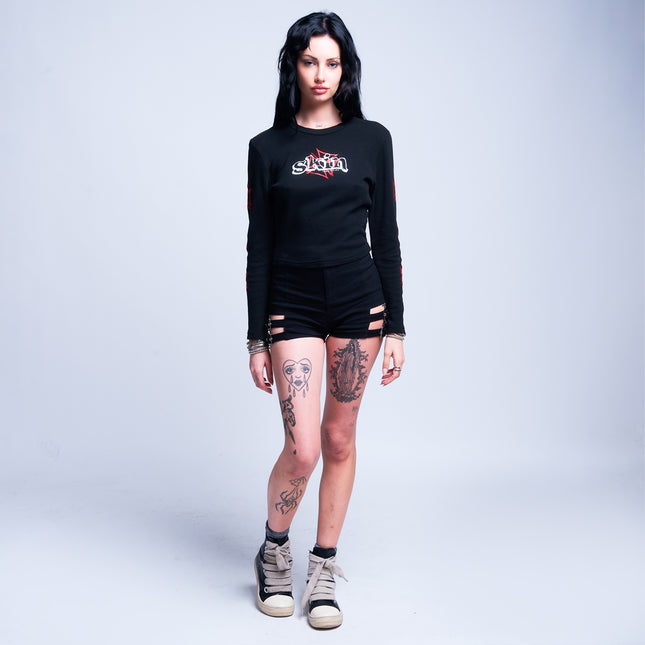 Women’s L/S Crop Thermal Tee | DERRY BERRY - Black