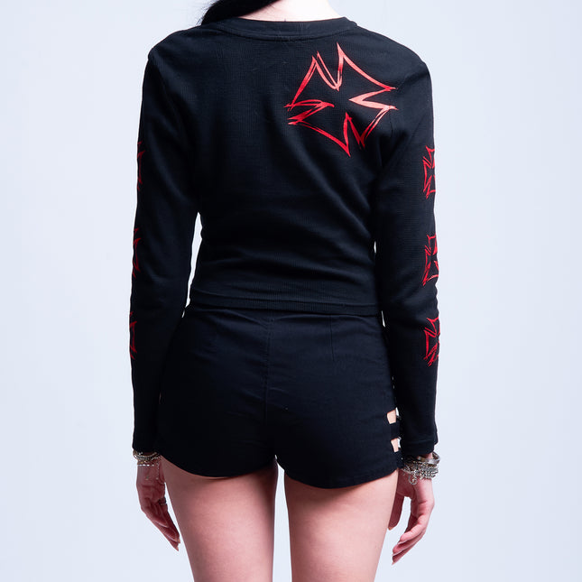 Women’s L/S Crop Thermal Tee | DERRY BERRY - Black