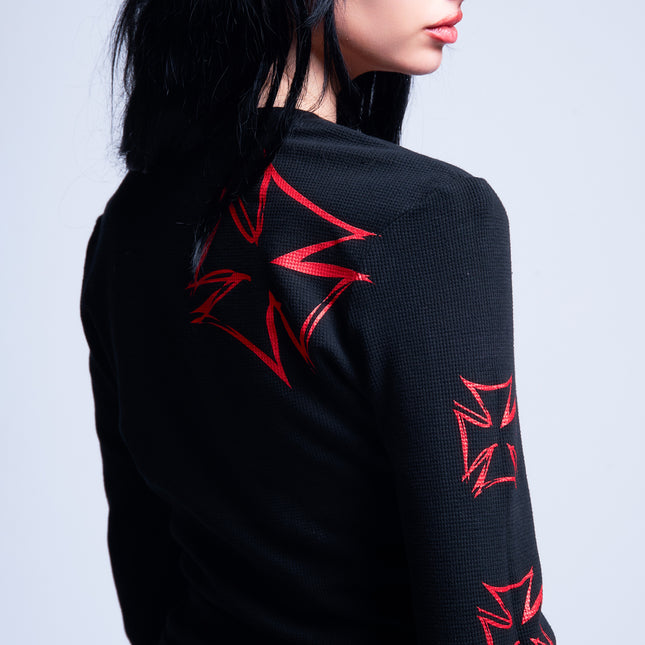 Women’s L/S Crop Thermal Tee | DERRY BERRY - Black