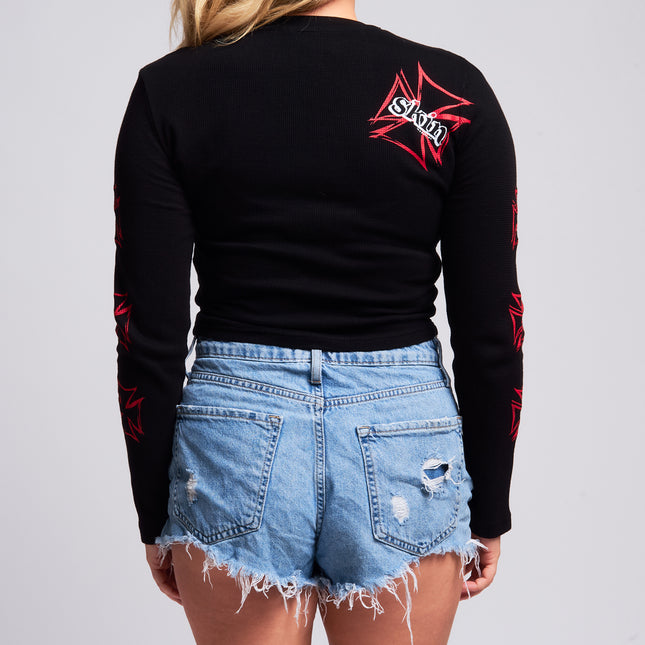 Women’s L/S Crop Thermal Tee | DERRY BERRY - Black
