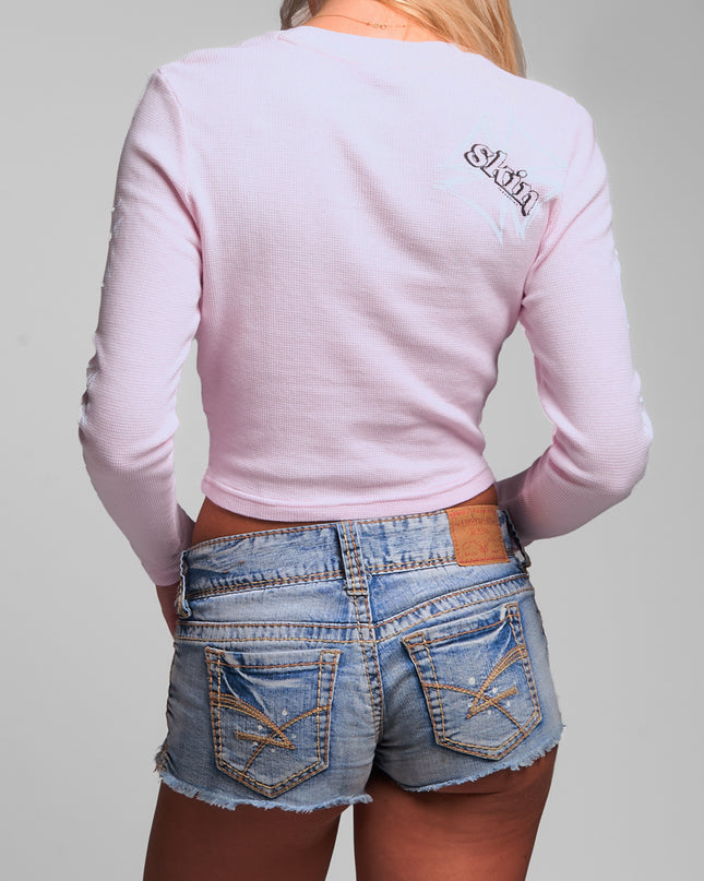 Women’s L/S Crop Thermal Tee | DERRY BERRY - Pink